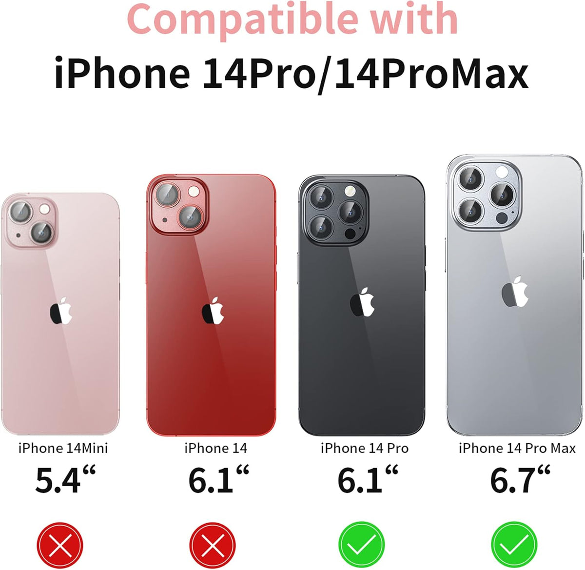 Camera Lens Protector for iPhone 14 Pro/iPhone 14 Pro Max, Alloy Metal Camera Cover with Tempered Glass Screen Protector Accessories,Case Friendly,Scratch Resistant,Easy to Install -Sliver