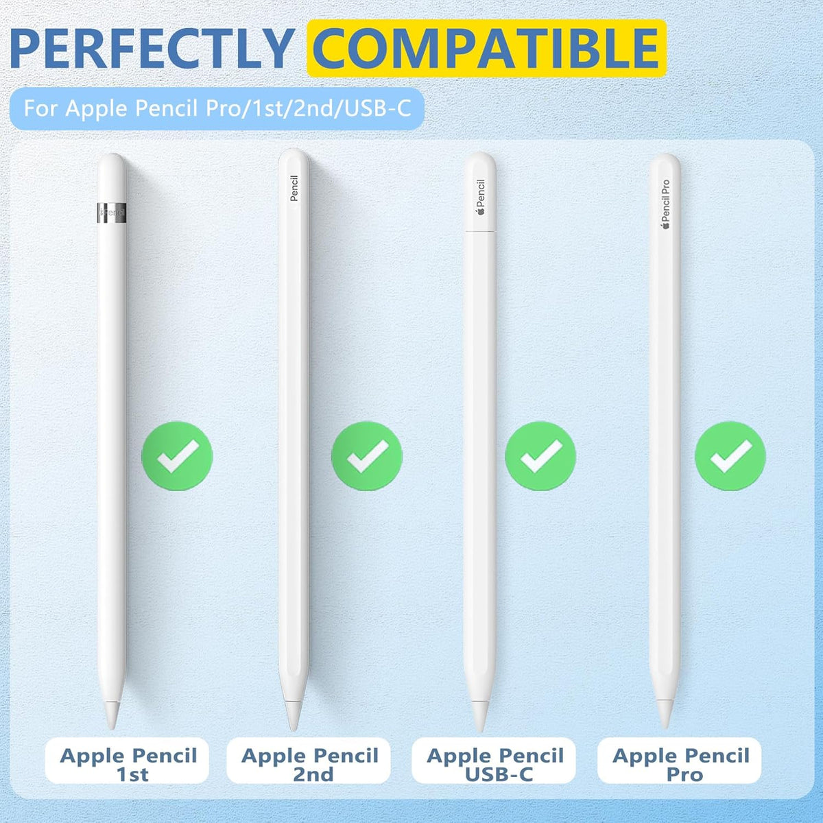 2+6 Pack for Apple Pencil Tips,Upgraded Replacement Pencil Nibs for Apple Pencil 2nd Generation and Apple Pencil 1st Generation,Accessories Compatible with Apple Pencil 2 Gen iPad Pro Pencil Tips