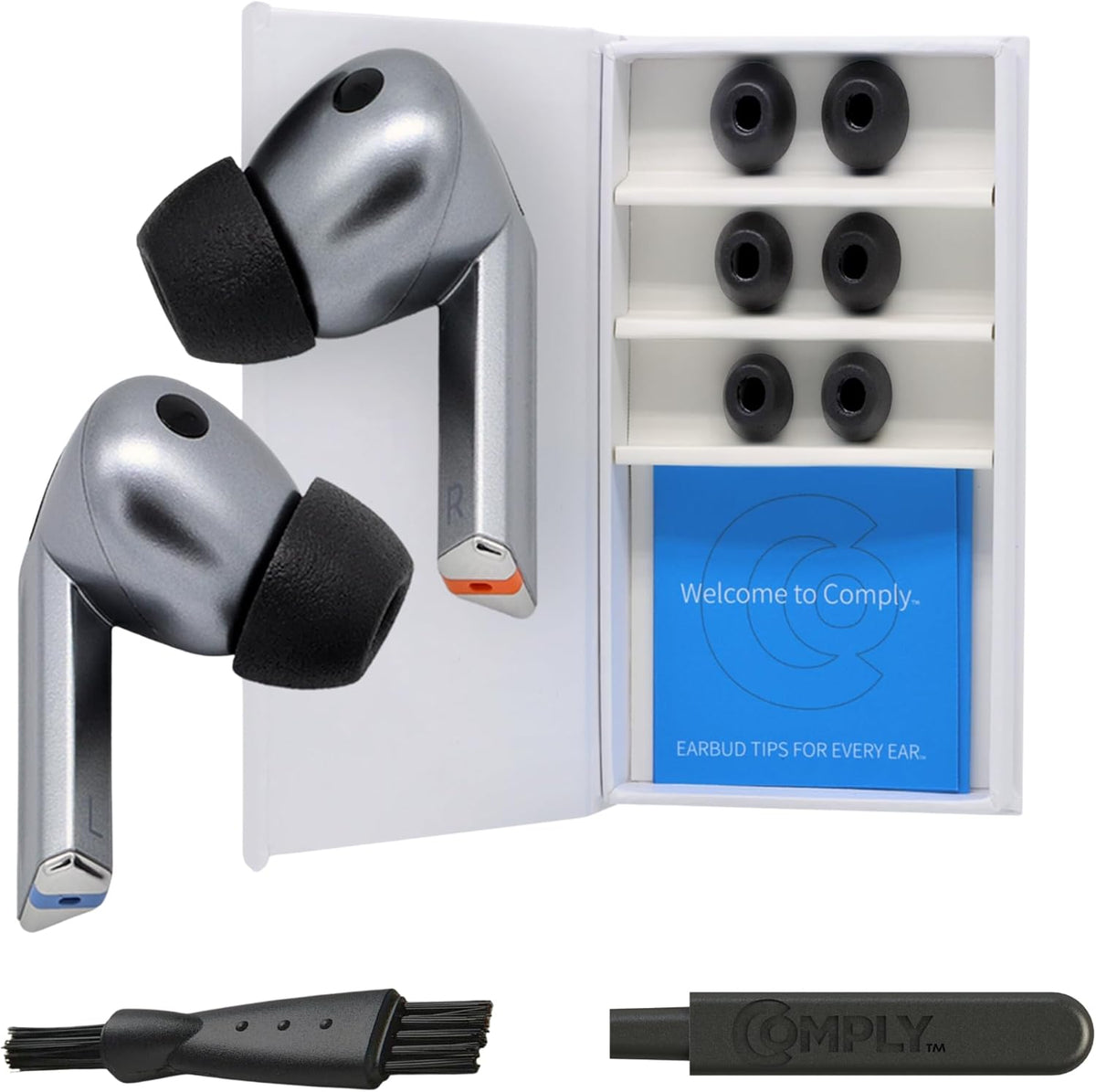 Comply TrueGrip | Premium Memory Foam Replacement Earbud Tips for Samsung Galaxy Buds3 Pro | Enhanced Comfort, Secure Fit, Superior Noise Isolation, Removal & Cleaning Tool | Black, Large (3 Pairs)