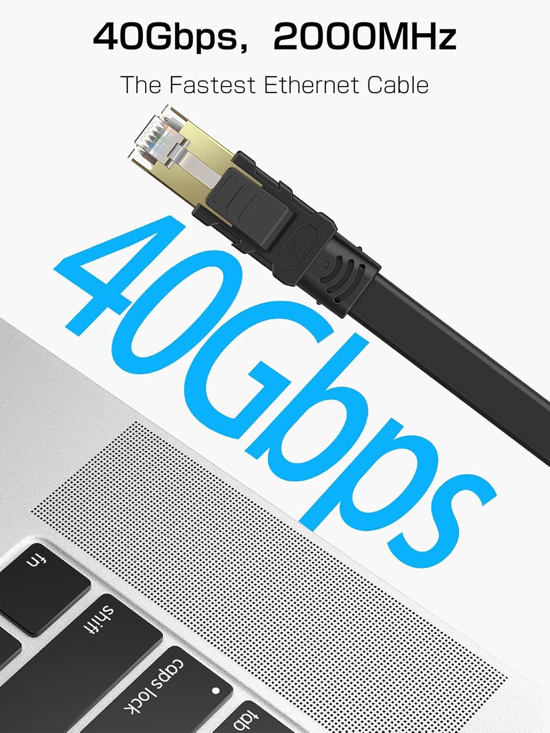 8 75FT, 40Gbps 2000Mhz RJ45 PS5/4/3, Senetem Cat Ethernet Cable High Speed Flat Internet Network Patch Cord, Shielded