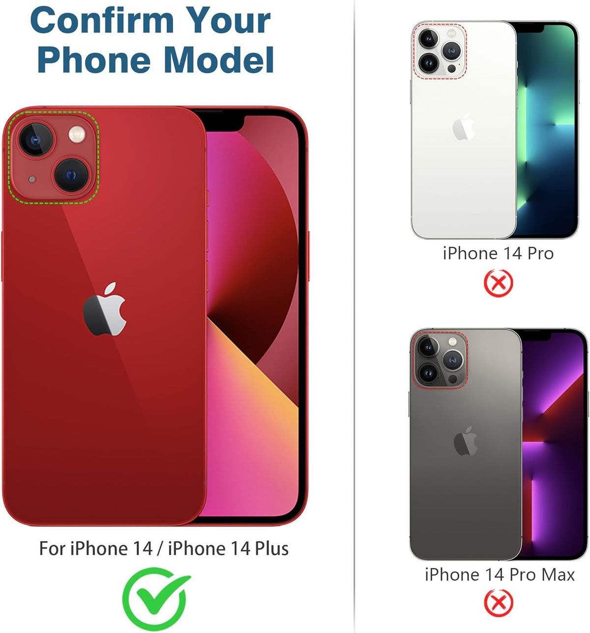 AGVEE 3+3 6 Pack for iPhone 14 6.1" / 14 Plus 6.7" Camera Lens Cover Protector, Metal Ring 9H Tempered HD Glass Camera Cover Protector Film, Red