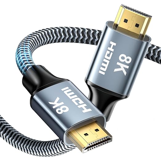 CABNEER 8K HDMI Cable 8 ft, 48Gbps High Speed HDMI 2.1 Cable, HDMI Cord 8K@60Hz 4K@120Hz Support for HDR eARC HDCP 2.2&2.3, HDMI Cable 2.1 Compatible with HDTV, Laptop, Monitor, PC