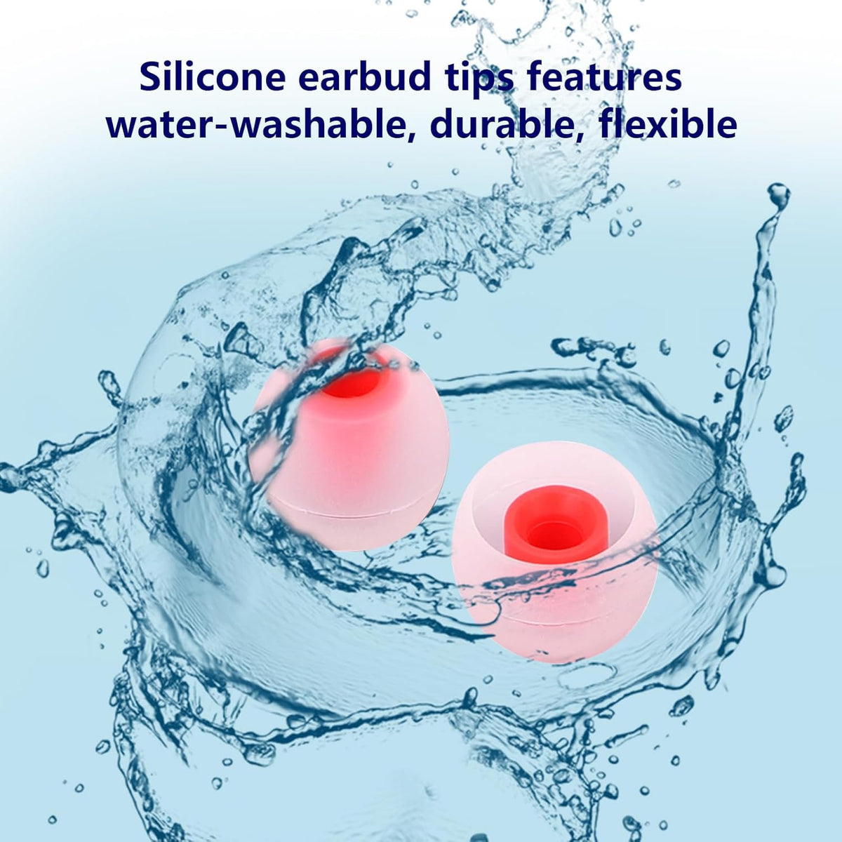 Earbud Replacement Tips Silicone Earbud Tips Earbud Covers Fit for in-Ear Headphones (Inner Hole 3.8mm -5.1mm) Eartips Earbud Rubber Tips 9 Pairs S/M/L, transparent/Red