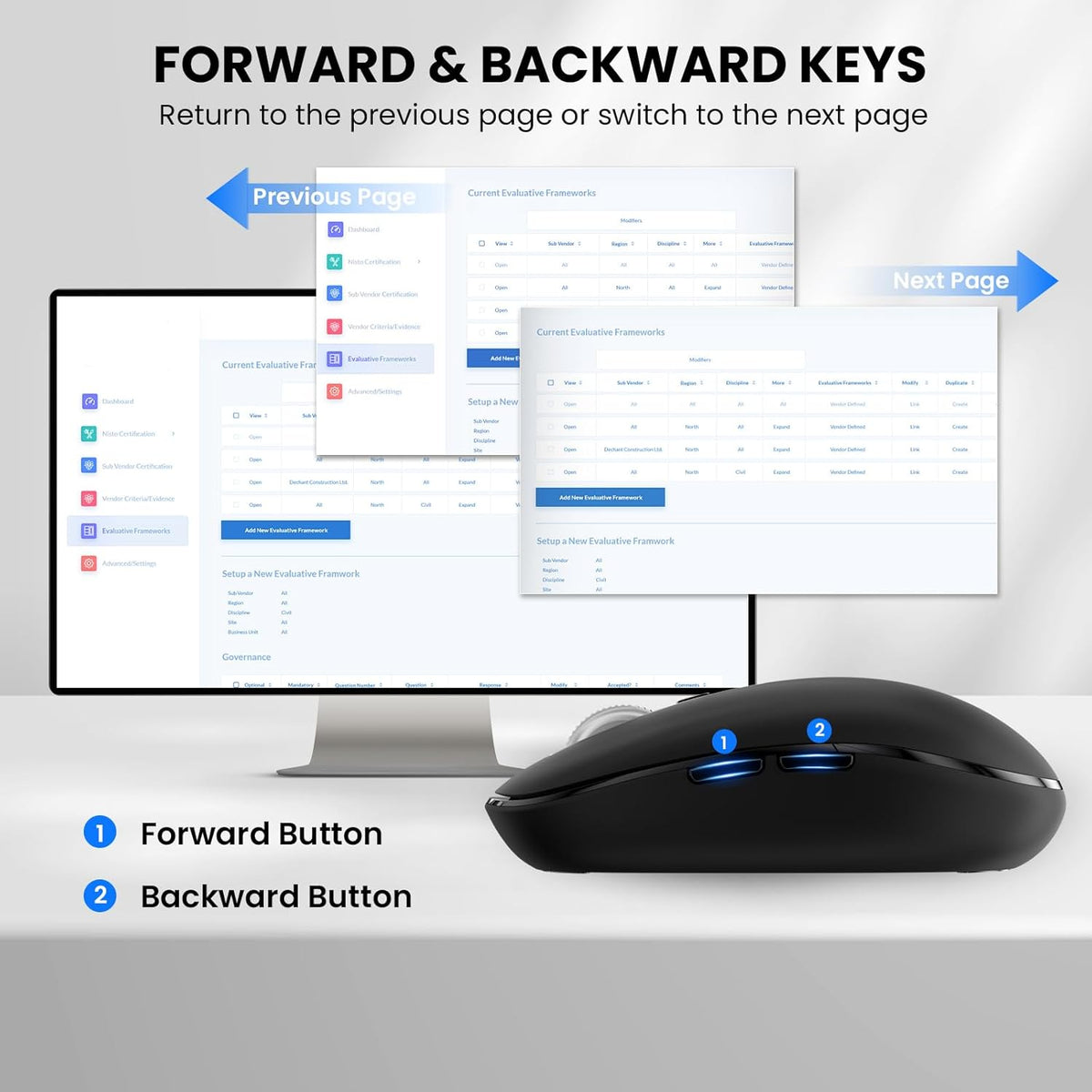 INFINMIND Mouse,USB+BT2,Multi 4-Way 3000 DPI,10 2 Wireless Bluetooth Device Ergo Full Size Mouses-big Hand,Metal Super