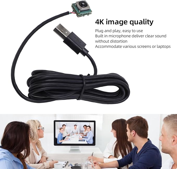 12MP USB Camera Module 4K Mini UVC USB2.0 Video Webcam Board Built in Microphone 90 Degree Lens Auto Focus 4 Way Connection