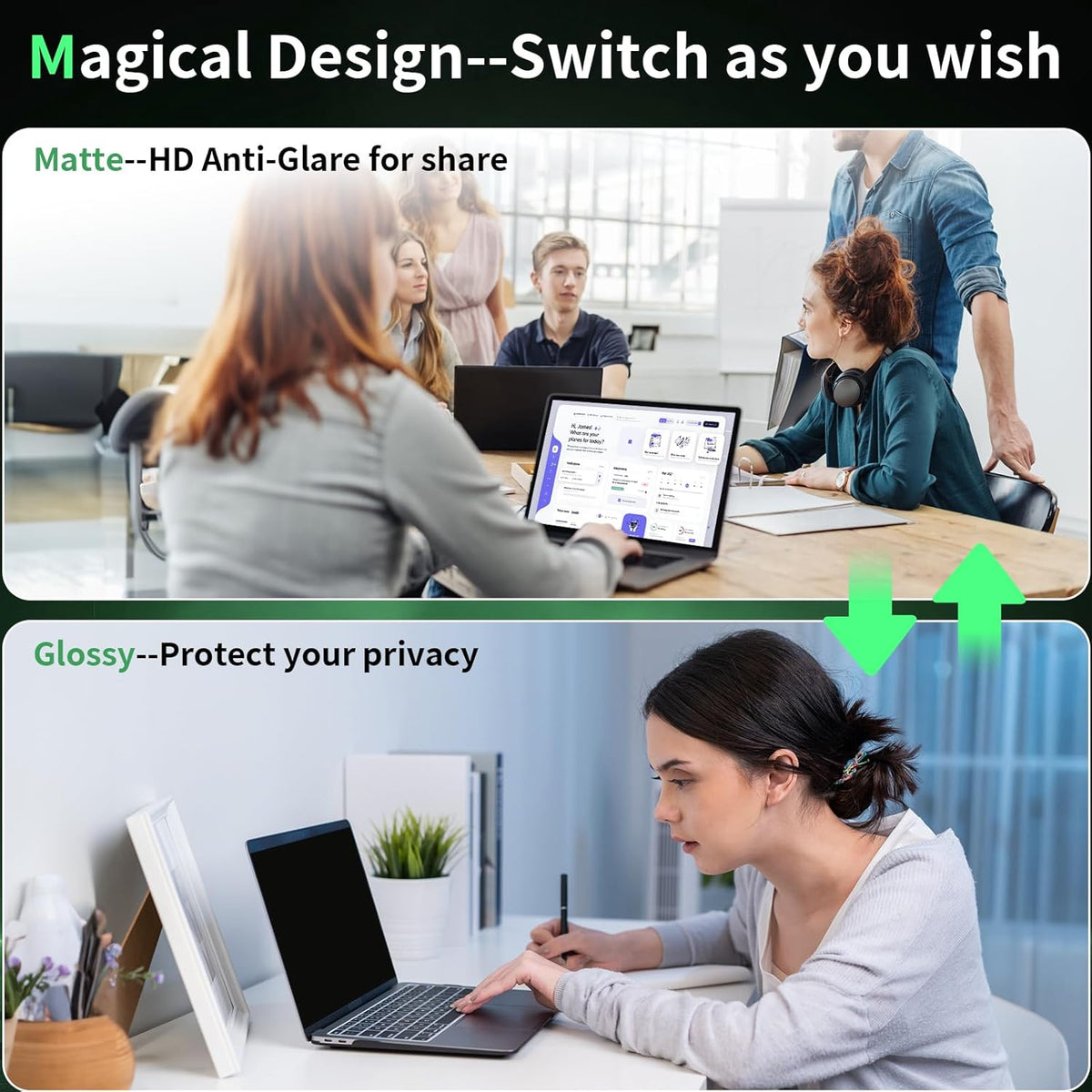 Laptop Privacy Screen 14 Inch, Laptop Screen Privacy Shield 16:10 Aspect Ratio Anti-Glare Blue Light Computer Monitor Protector,Removable 14in Filter for Lenovo HP Dell Acer Asus Thinkpad Envy Xps