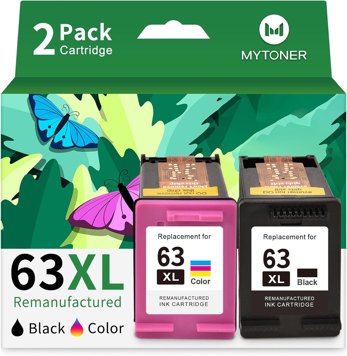 MYTONER 63XL Color Ink Cartridges Replacement for HP Ink 63 63XL Ink Cartridge Combo Pack for HP OfficeJet 3830 4650 4652 4655 5255 5258 Envy 4520 4512 DeskJet 3630 3632 Printer Ink Cartridges