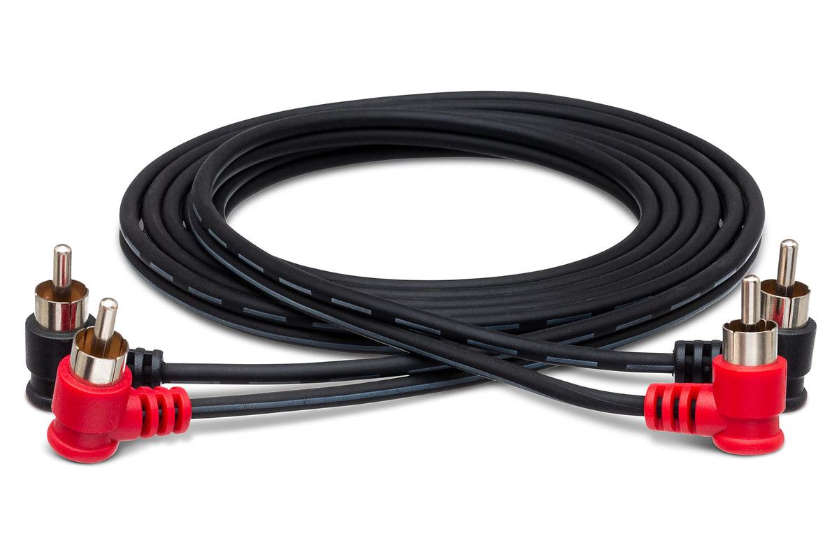 Hosa CRA-201RR Stereo Interconnect Dual Right Angle RCA to Dual Right Angle RCA Cable - 3 Foot