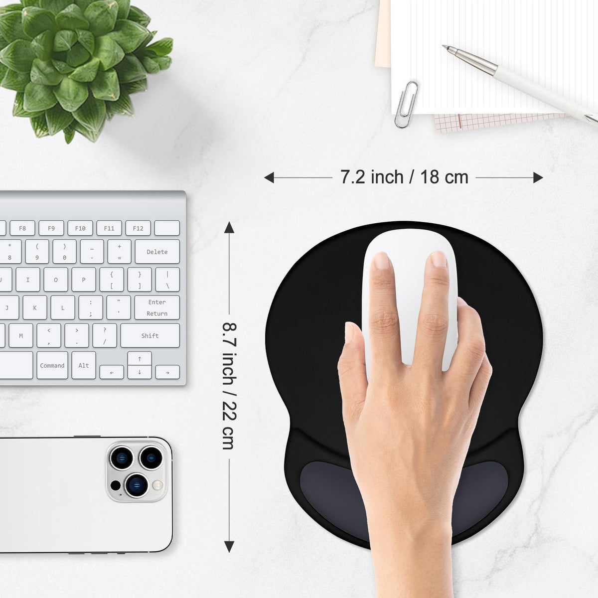 ITNRSIIET Ergonomic Mouse Pad with Comfort Gel Wrist Rest, Non-Slip PU Base, Smooth Textured Surface, Reduces Hand Fatigue & Wrist Pain, 8.7 x 7.2 Inch for Office Gaming Home, Black Gray Gradient