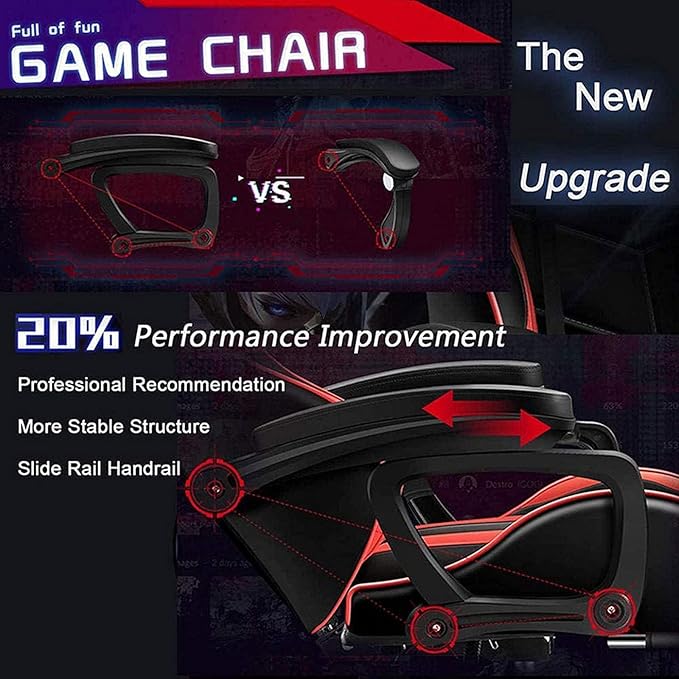 Video Gaming Chair with Speakers and RGB Lights Ergonomic Chair with Seven-Point Massage Function Computer Chair with Footrest and Lumbar Support Gaming Chairs for AdultsPink