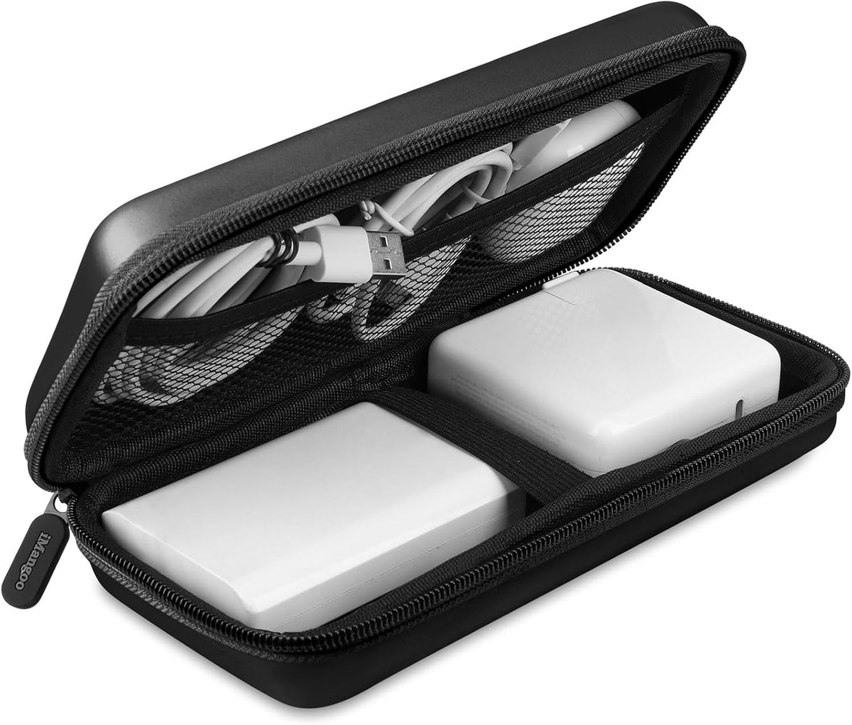 8.5x4.5x2 inch iMangoo Travel Essential Electronics Organizer Pouch Charger Case Shockproof Dual Zipper Power Bank