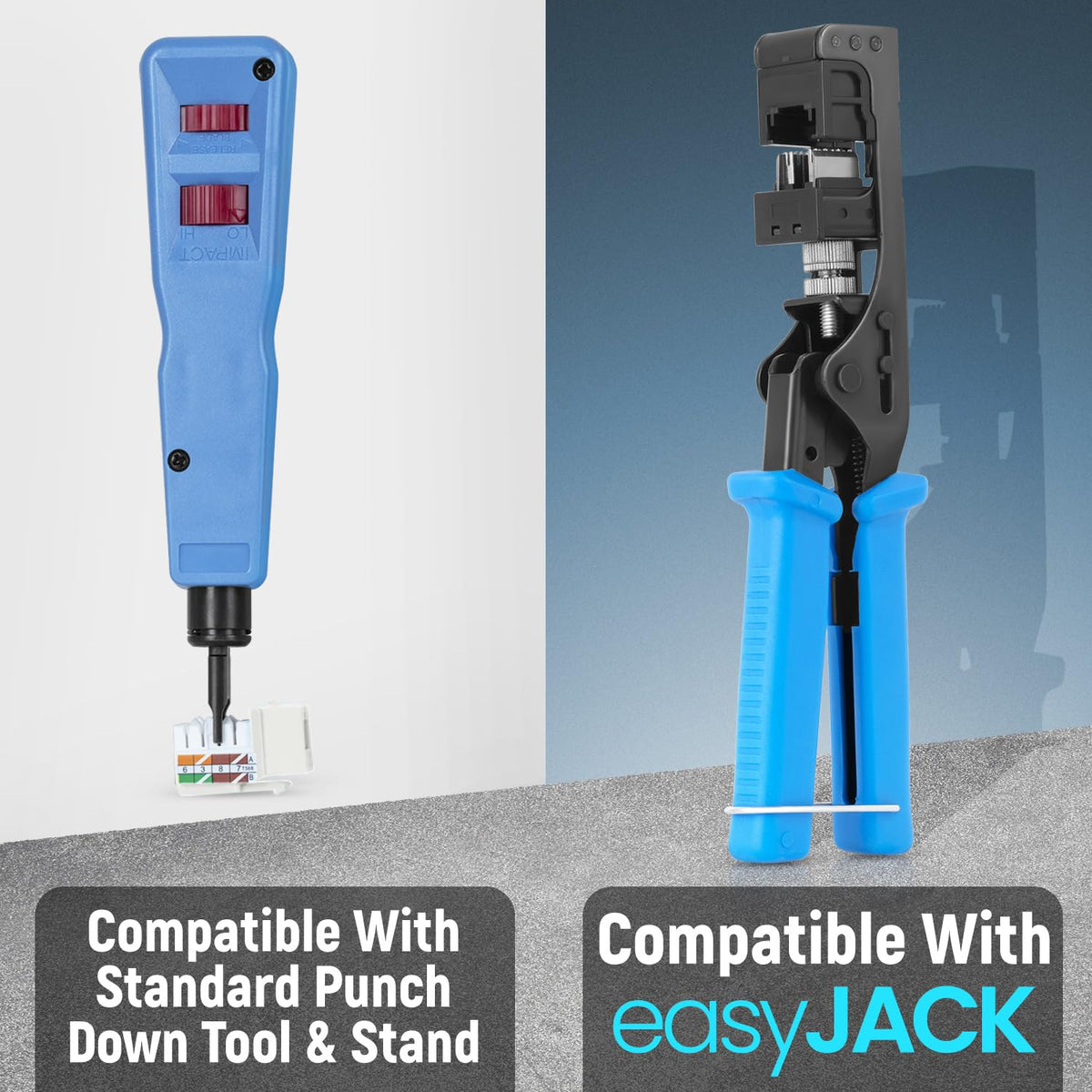 Everest 90° Angled RJ45 Cat6 Keystone Jacks 100-Pack in White - Slim Profile Female RJ45 Connectors - Cat 6 Keystone Jack - Compatible with 90° Angled Speed Termination Tool - easyJACK (B094WB91H3)