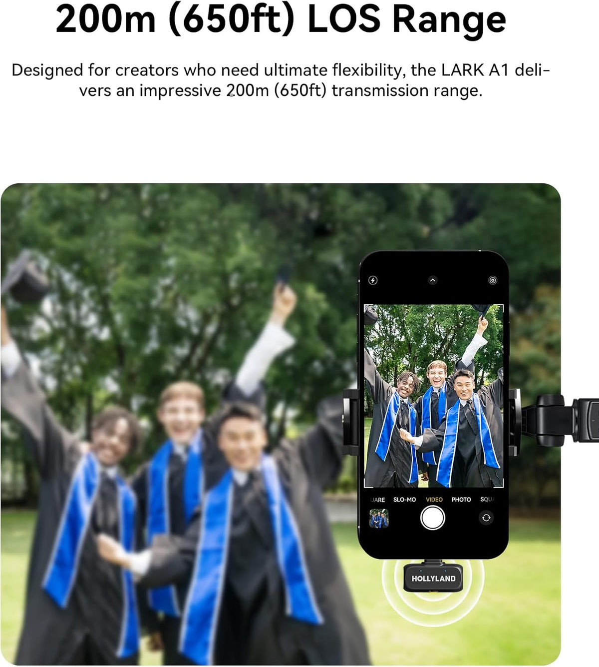 Hollyland LARK A1 Wireless Microphone for iPhone 15/16 & Android, 48kHz/24-bit, 3-Level Intelligent Noise Cancel, Mini Microphone for YouTube, Podcast, Vlogging (Black, 2TX + USB-C RX + Charging Case)