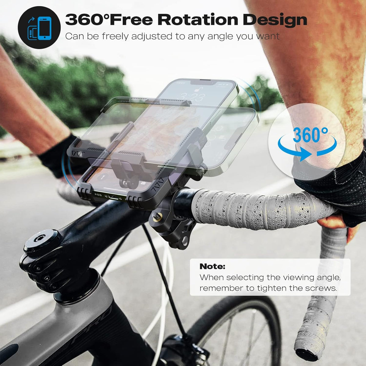 New Upgraded Bike Phone Mount Holder Two Connectors Quickly Lock and Release,360°Rotatable Bicycle Motorcycle Scooter Accessories Handlebar Phone Clip Suitable for 4.0"-7.0" Smartphone (Purple)