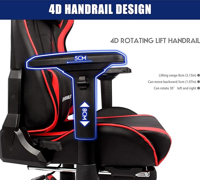 TBQATNTS Massage Gaming Chair with Speakers Ergonomic Pro Gaming Chair with Headrest and Lumbar SupportReclining Computer Chair with Footrest and RGB LightsVideo Game Chair for Adults Kids.Black
