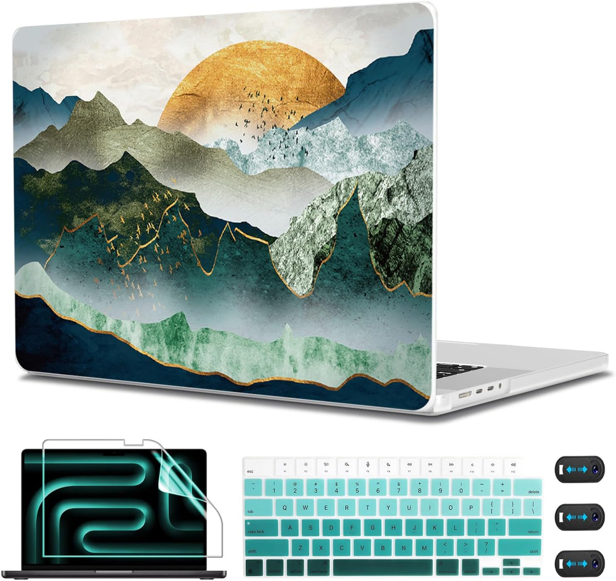CISSOOK Compatible with MacBook Pro 13 inch 2025-2020 Model A2338 A2251 A2289 with Touch Bar, Sunshine and Mountain Scenery Cover for MacBook Pro 13 M2 M1 with Keyboard Cover