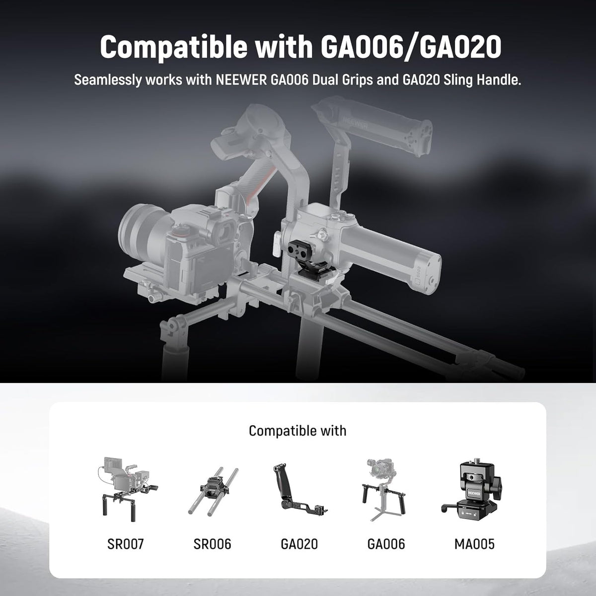 NEEWER Mount Adapter for RS3 Pro & RS4 Pro, Arca Type Quick Release Plate with NATO Rail Compatible with SmallRig Shoulder Rig V Mount Battery DJI RS 3 PRO RS 4 PRO Gimbal Stabilizer, GA030P