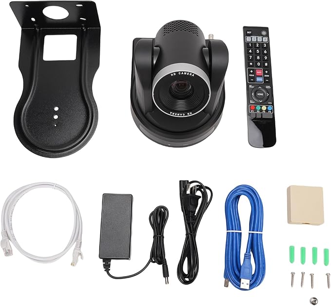 Bewinner 1080P Conference Room Camera System AI Auto Tracking PTZ Camera 12X Optical Zoom SDI IP USB3.0 HDMI Conference Webcam with Remote Control for Online Meetings (US Plug)