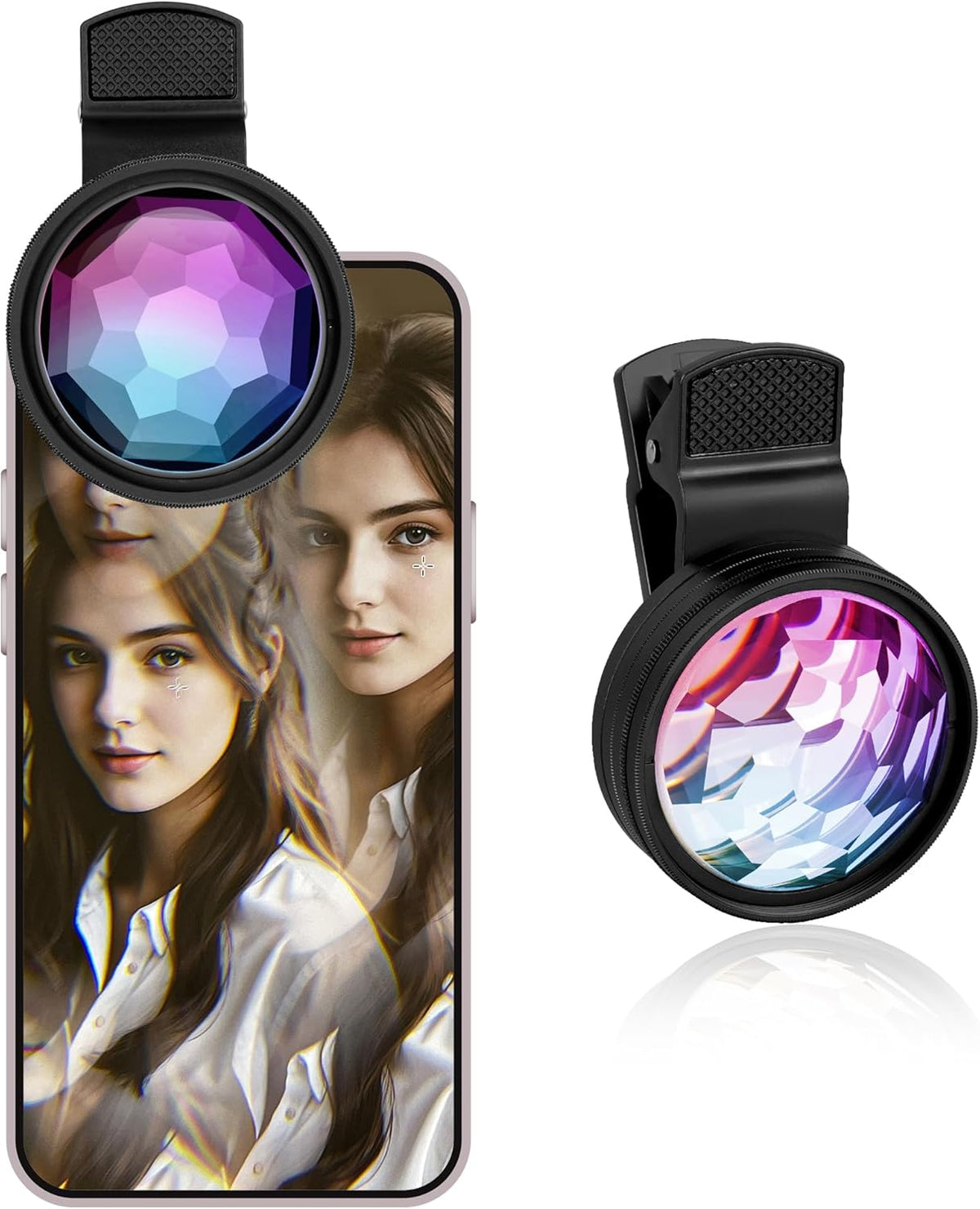 Kaleidoscope Prism Lens for iPhone & Android – Clip-On Multi Refraction Filter Lens for Mobile Photography, K9 Optical Glass Creative Phone Camera Attachment