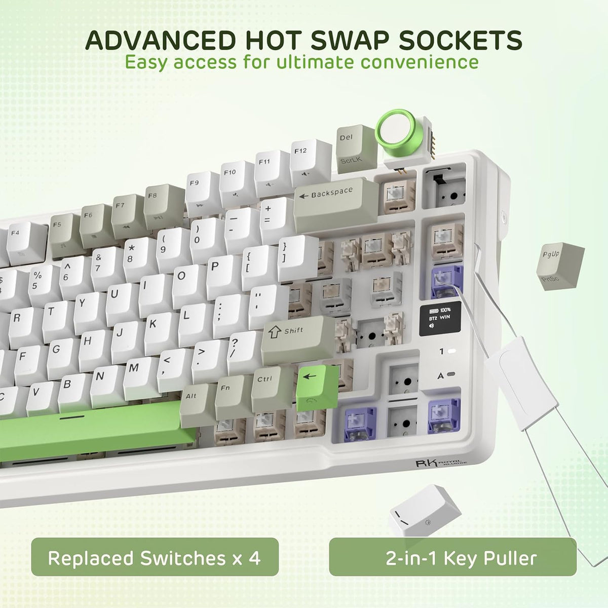 RK ROYAL KLUDGE L98 Wireless Mechanical Keyboard w/Left-Handed Southpaw Design Numpad & Hot Swappable Knob, Tri-Mode 95% Keyboard BT/2.4G/USB-C, Pro Software, Gasket Mount, Massive 8000mAh Battery
