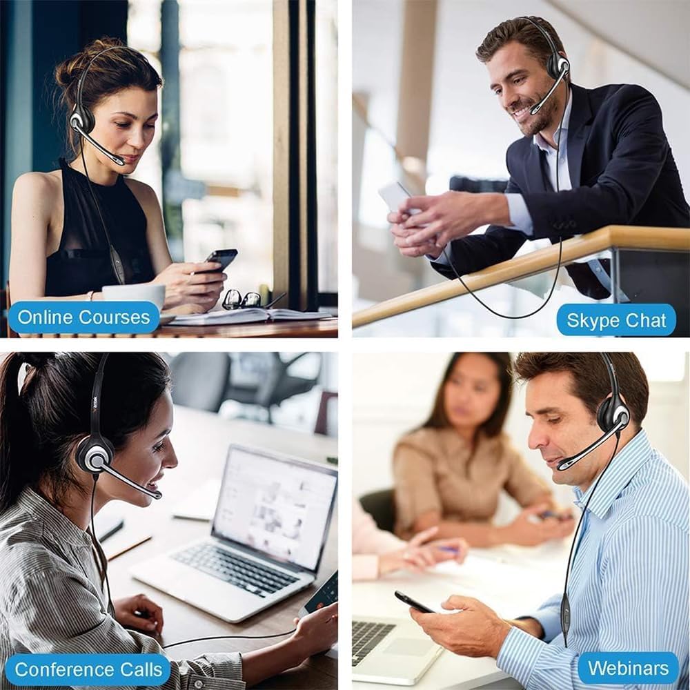 Wantek Phone Headset Wired Computer Headset with Microphone – Noise Cancelling 3.5mm/2.5mm Headphones for PC, Laptop, Mac, iPhone, Samsung – Compatible with Zoom, Teams, Call Center, Home Office