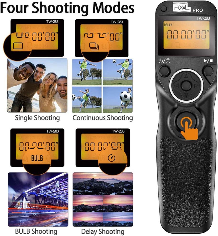 Wireless Shutter Remote Compatible for Canon, Pixel TW-283 N3 Shutter Remote Control Wireless Remote Shutter Release Timer Compatible for Canon EOS 5D, 5D Mark II, 5D Mark III, 6D, 7D, 7D Mark II