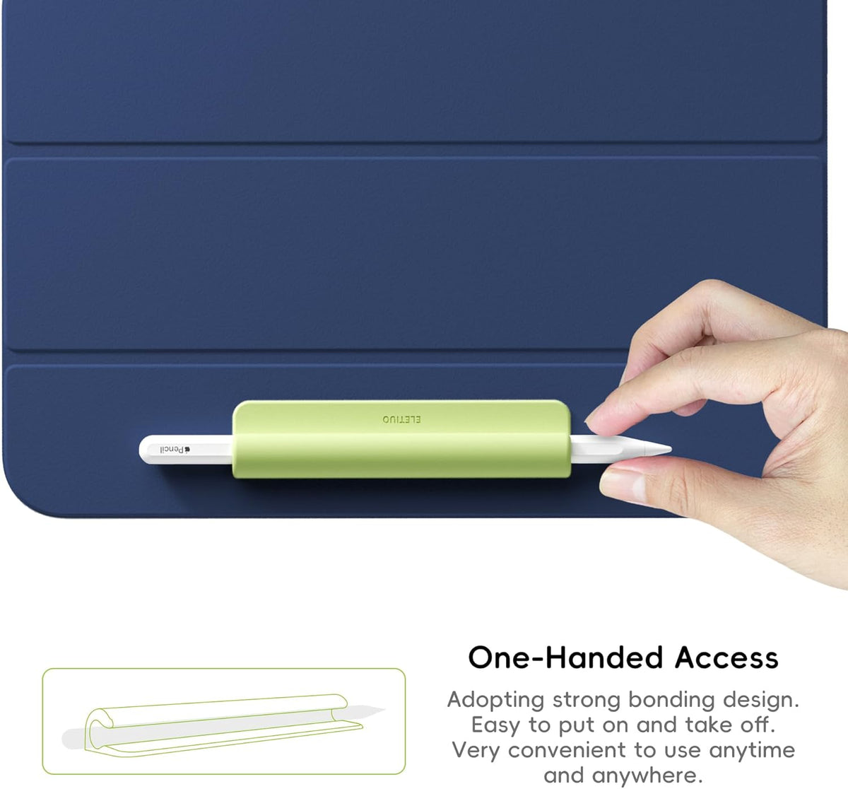 ELETIUO 3 Pack Silicone Pencil Holder Sleeve,Compatible with Apple Pencil (USB-C),Apple Pencil 1st/ 2nd Generation,Strong Adhesive Sticky Attached to iPad Case for Stylus Pens,White,Black,Green