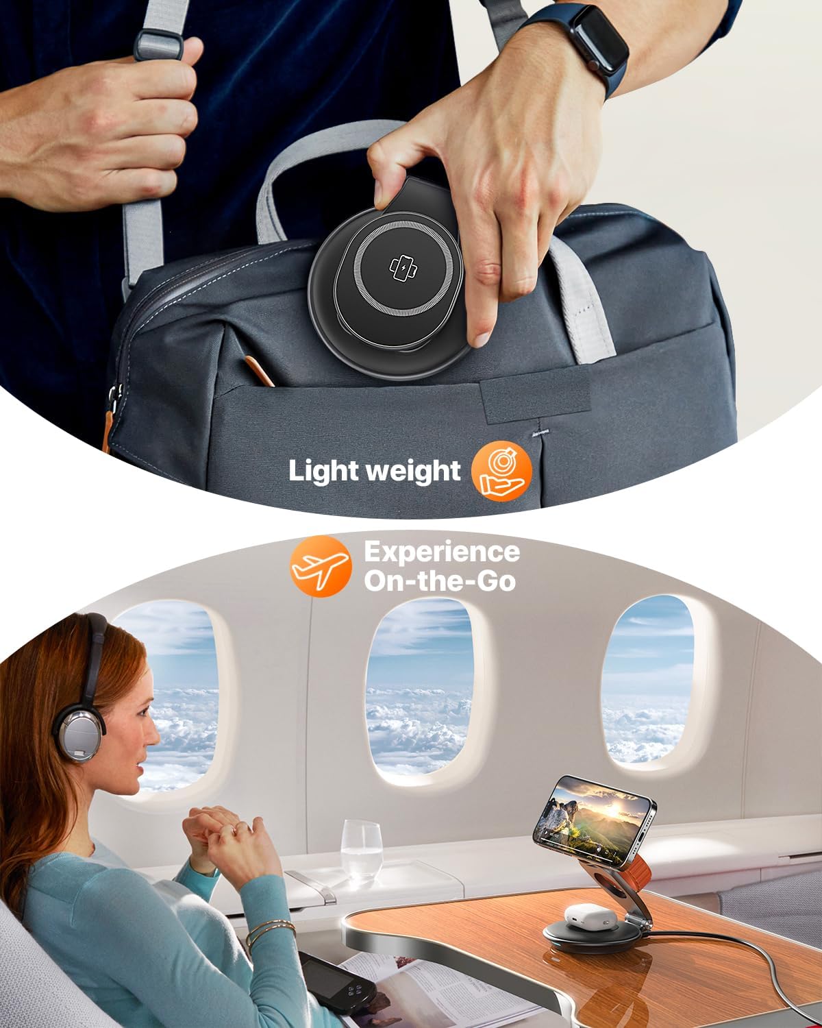 EXW Travel Charging Station for Magsafe Charger,Wireless Charging Station for Apple Multiple Devices,Magnetic Foldable Charger for iPhone 16-12 Series for Apple Watch & AirPods(30W Charger Included)