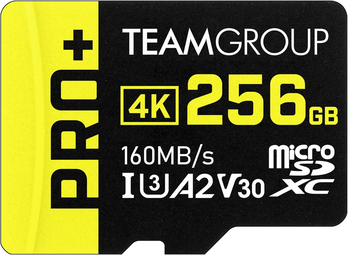TEAMGROUP A2 Pro Plus Card 256GB Micro SDXC UHS-I U3 A2 V30, Read/Write up to 160/110 MB/s for Nintendo-Switch, Steam Deck, Tablets, Smartphones with Adapter TPPMSDX256GIA2V3003