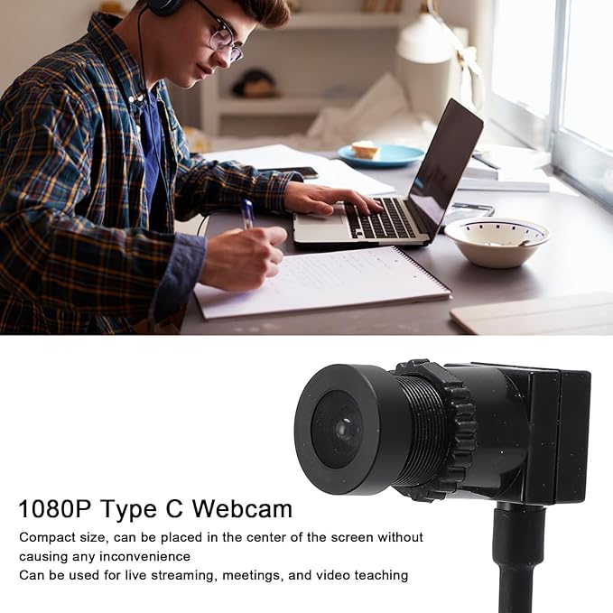 Middle Screen HD 1080p Webcam for Laptop 30FPS 1080P 1.5m Web Camera Plug and Play Fixed Focus USB Camera with Microphone for Smartphone Laptop