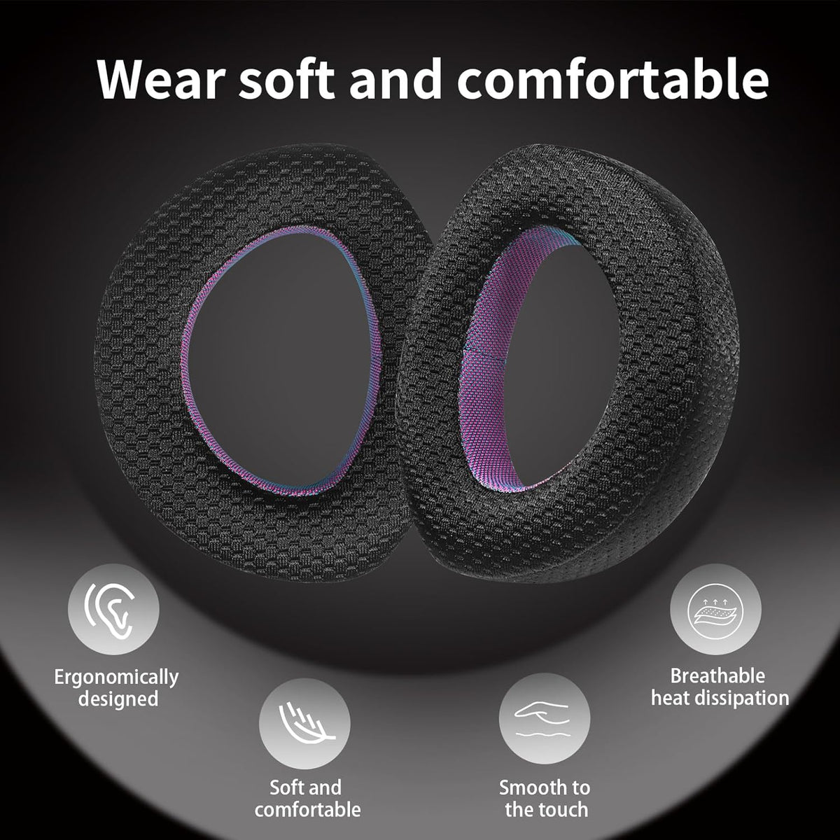 Breathable Mesh Replacement Earpads for SENNHEISER HD700 - Breathable Black/Purple Ear Pads