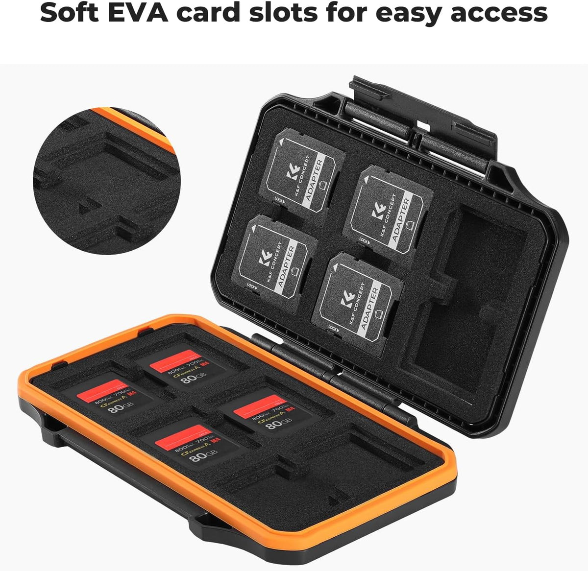 K&F Concept 24 Slots Memory Card Case, Water-Resistant Shockproof Memory Card Holder Storage Carrying Case for 12 SD SDXC SDHC Cards, 12 CFexpress Type A Cards