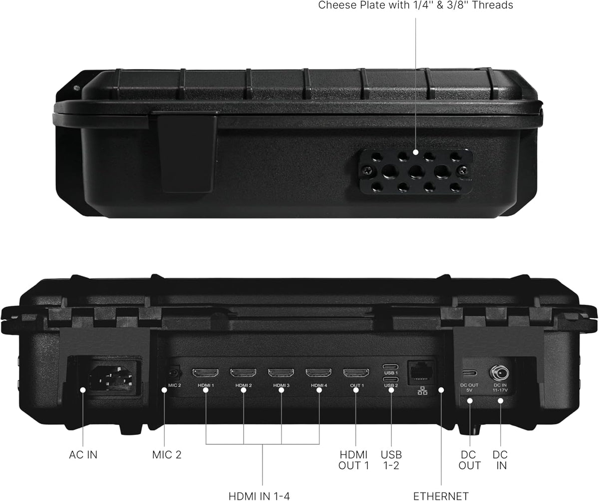 Osee GoStream Deck All in One Pro Live Streaming Multi Camera Video Mixer Switcher Recorder Player Kit 4 HDMI in USB-C I/O with 14 Inch Monitor Built-in DC-to-Type C Cable NDI(Optional) Upgradable