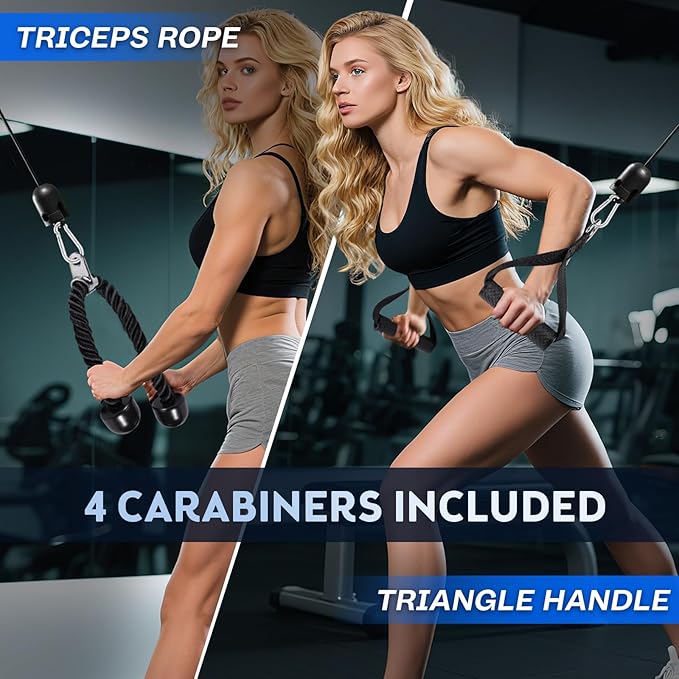 10-in-1 Cable Machine Attachments Set, LAT Pulldown Attachments Cable Accessories for Home Gym, Includes Tricep Rope, V-Bar, Straight Bar, D-Handle, Ankle & Wrist Straps for Cable Workout Machines