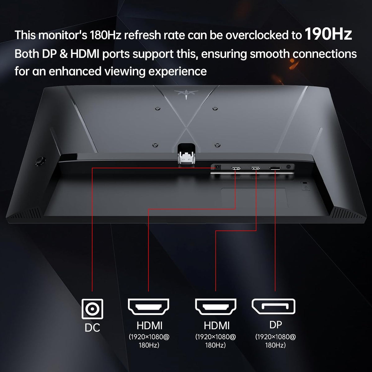 KTC 24 inch 190Hz/180Hz Gaming Monitor,HDR 400 Fast IPS Screen,FHD 1080P Monitor, 133% sRGB,AdaptiveSync,1ms Response Time,HDMI *2&DP*1,Tilt Adjustable, Eye Care