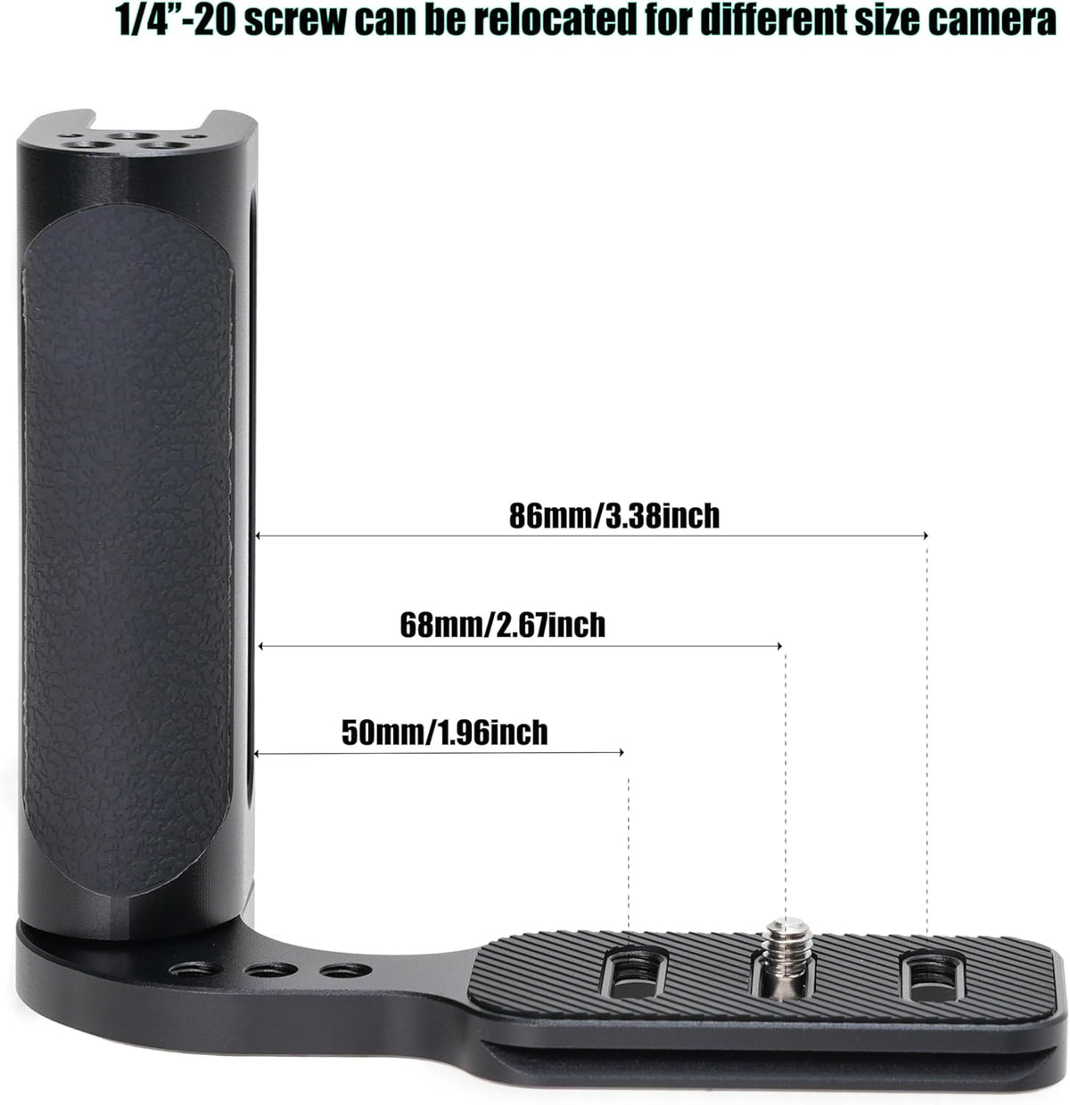FOTGA 1/4"-20 Universal Side Handle Hand Grip Holder Video Stabilizer with Arca Swiss Base Plate