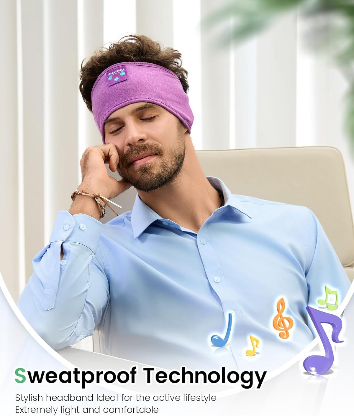 Perytong Sleep Headphones Bluetooth Headband, Sports Wireless Earphones Sleeping Earbuds with Ultra-Thin HD Stereo Speaker Headphones for Sleeping Workout Running Cool Gadgets Unique Gifts