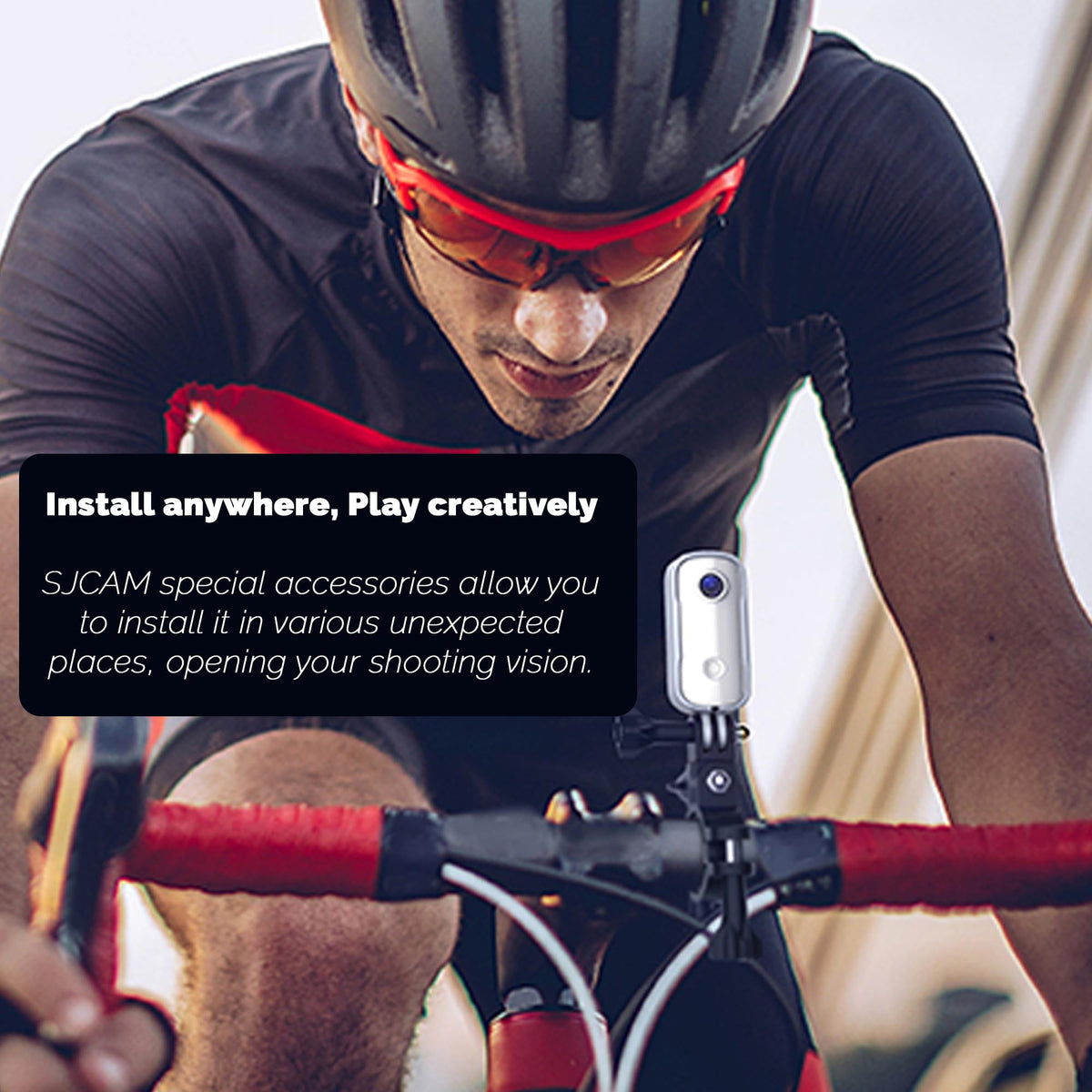 SJCAM C100 Plus Action Camera in Black with 4K Video, EIS Stabilization, and Audio Recording, Bundle Including: 64GB Micro SD Card, 50-in-1 Action