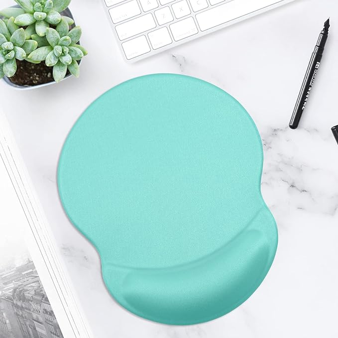 ITNRSIIET Ergonomic Mouse Pad with Gel Wrist Support Small Wrist Rest Smooth Surface Non-Slip PU Base Comfortable Office Supplies Pain Relief, 8.7 x 7.2 inches, Green