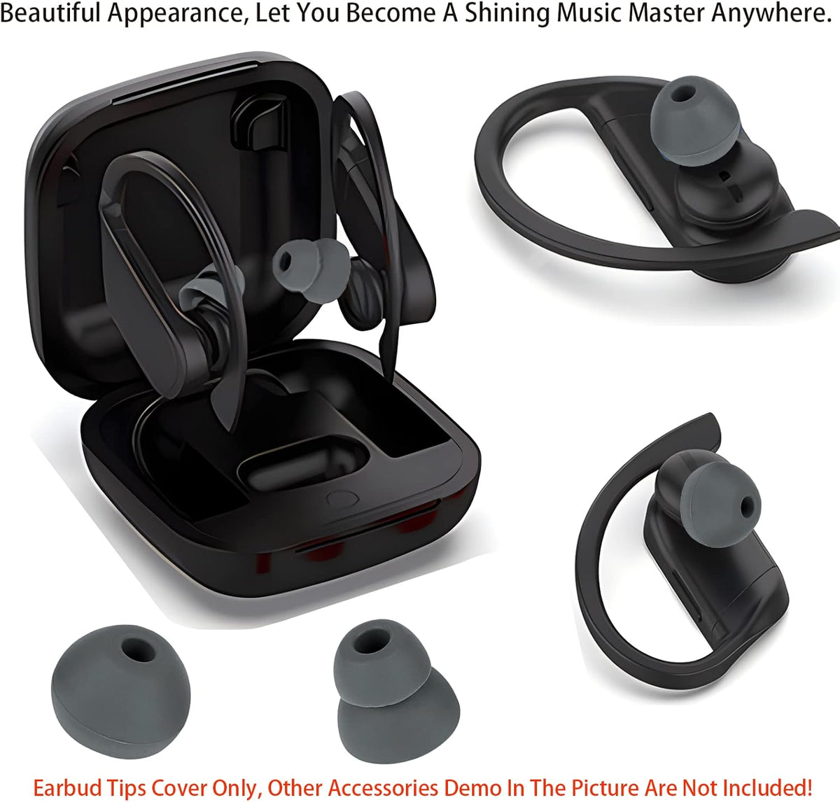 Earbud Tips Earbud Replacement Tips Replacement Earbud Tips Earbud Covers Replacement Ear Pads Earbud Rubber Tips Ear Tips for Powerbeats Pro Beats Wireless Earphone Headphones 4 Pairs (Dark Gray)