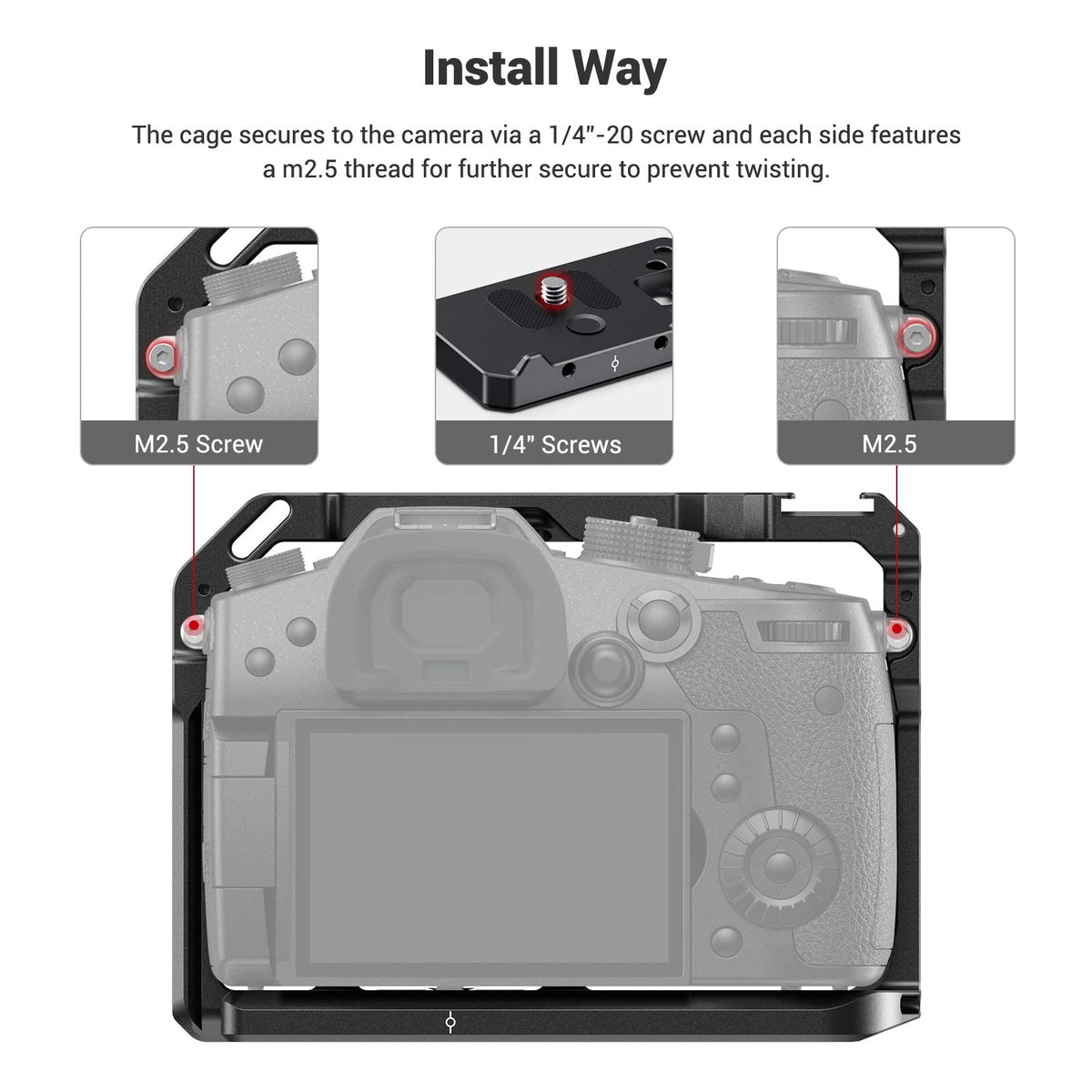 SMALLRIG GH5 GH5S Cage for Panasonic Lumix Camera and DMW-XLR1 (Upgraded Version) - 2049, Video Stabalization Camera Cage, Professional Video