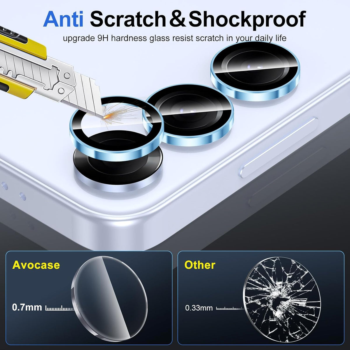 for Samsung Galaxy S25 Plus Camera Lens Protector, Individual Metal Ring Tempered Glass Lens Cover, [Strong Adsorption] Scratch Resistant Ultra-Thin HD Clear Lens Cover, 1 Set-Blue Ring