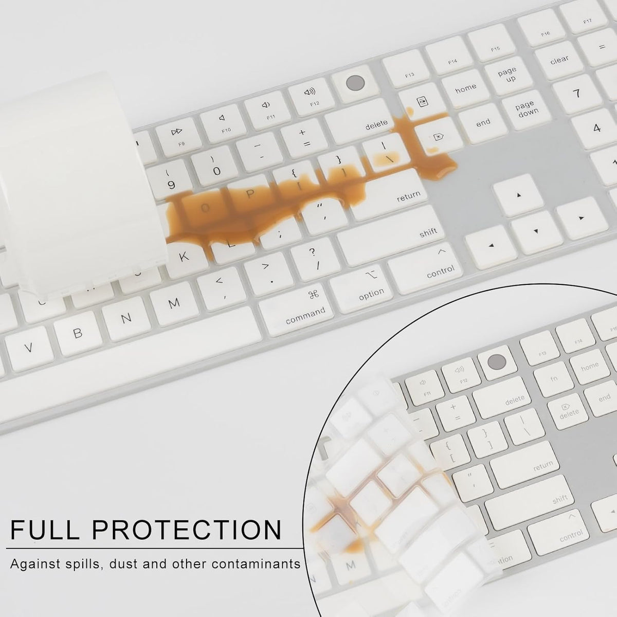 Allinside White Keyboard Cover for 2024 Mac Magic Keyboard with Touch ID and Numeric Keypad A3119 US Layout