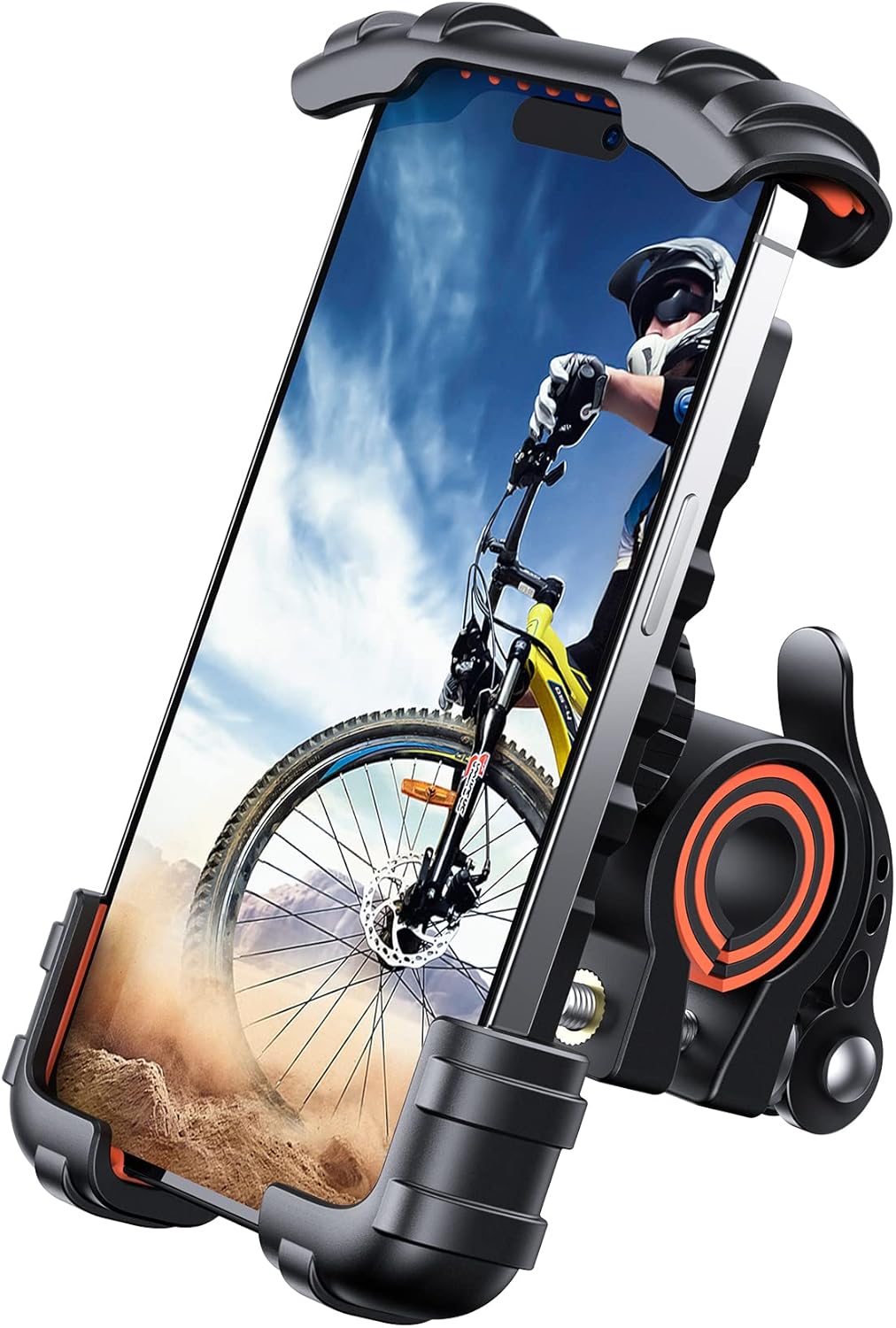 Lamicall Bike Phone Holder, Motorcycle Phone Mount - Motorcycle Handlebar Cell Phone Clamp, Scooter Phone Clip for iPhone 14 Plus/Pro Max, 13 Pro Max, S9, S10 and More 4.7" - 6.8" Smartphone, Orange