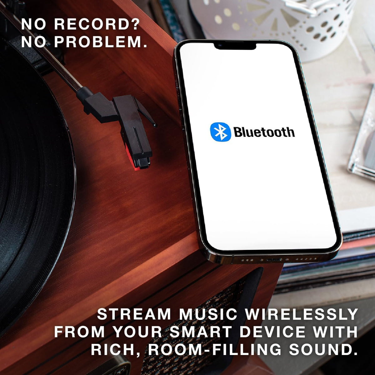 Victrola The Quincy 6-in-1 Bluetooth Record Player & Multimedia Center with Built-in Speakers – 3-Speed Turntable, CD & Cassette Player, AM/FM Radio, Wireless Music Streaming (Farmhouse Oatmeal)
