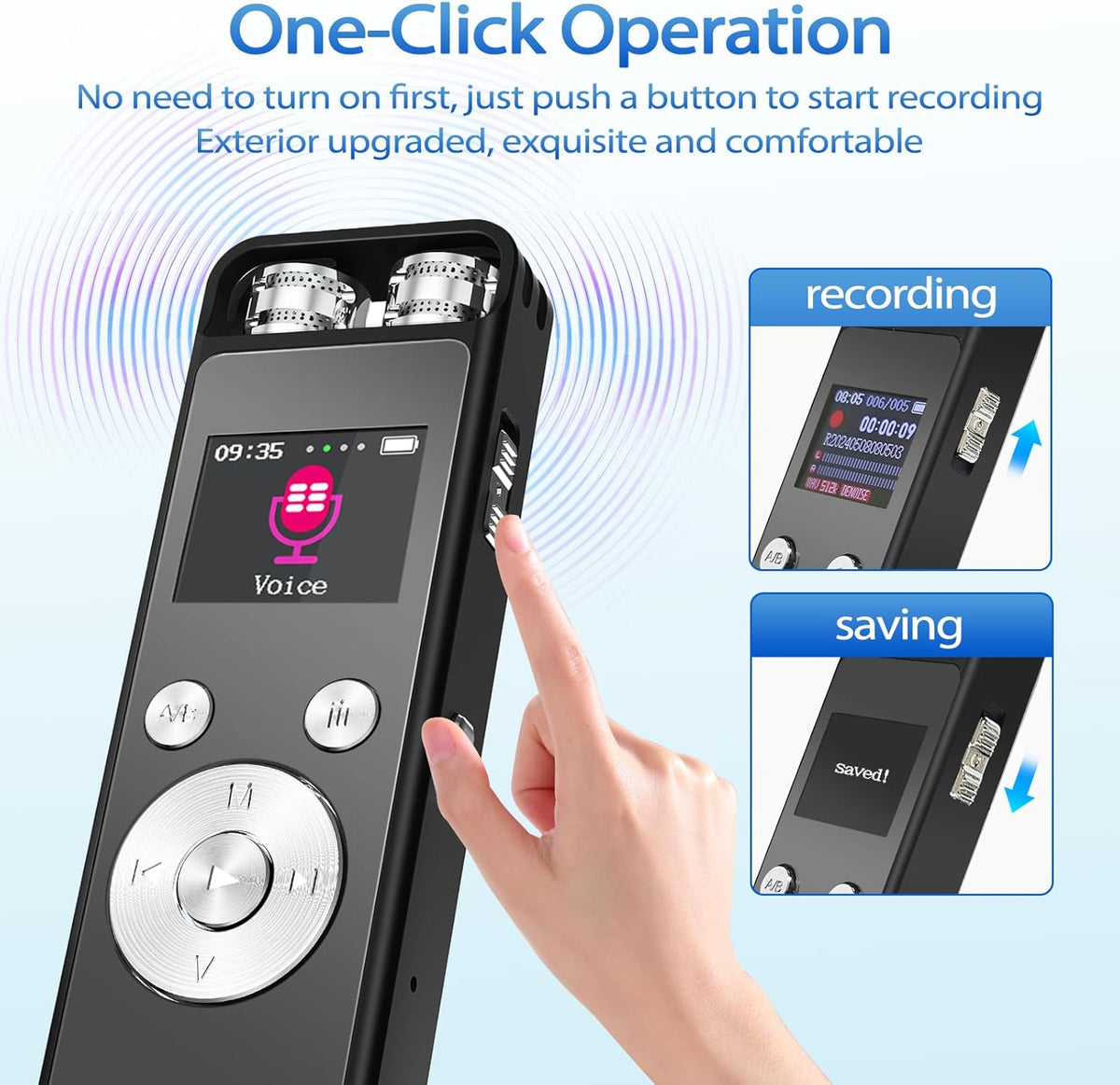 128GB Digital Voice Recorder with Playback - Voice Activated Recorders for Lectures/Meetings/Interviews, 9300Hours Audio Recorder Device, Dictaphone Tape Recorder Portable Mini with USB and Mp3 Player