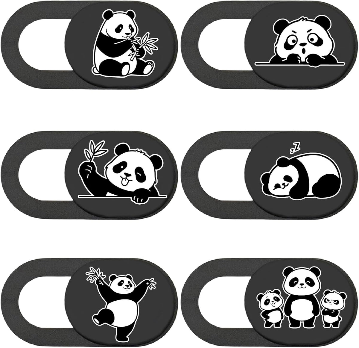 6Pcs 6 Styles Panda Camera Cover Webcam Cover Slide Cute Animal Design Privacy Guard Webcam Protector for Laptop