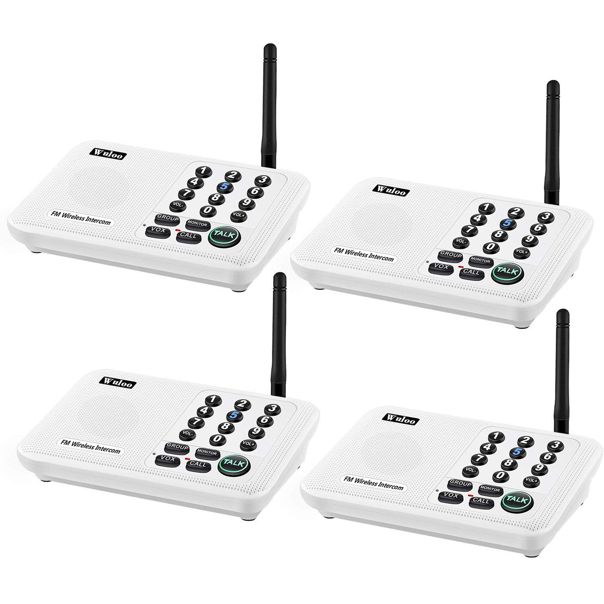 Wuloo Intercoms Wireless for Home 5280 Feet Range 10 Channel 3 Code, Wireless Intercom System for Home House Business Office, Room to Room Intercom