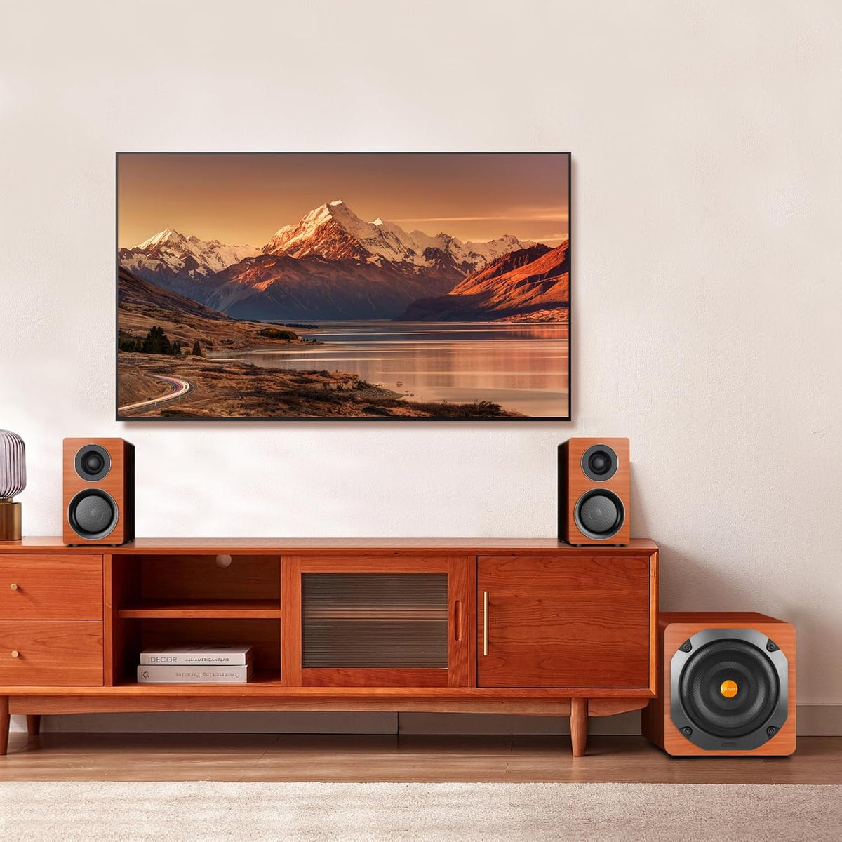 Computer Gaming Speaker System with Subwoofer, PC Desktop Monitor Surround Sound, Two Satellite with Midrange and Treble, Full Range Coverage, Support Optical/Coaxial/3.5 to RCA/Wireless Connection