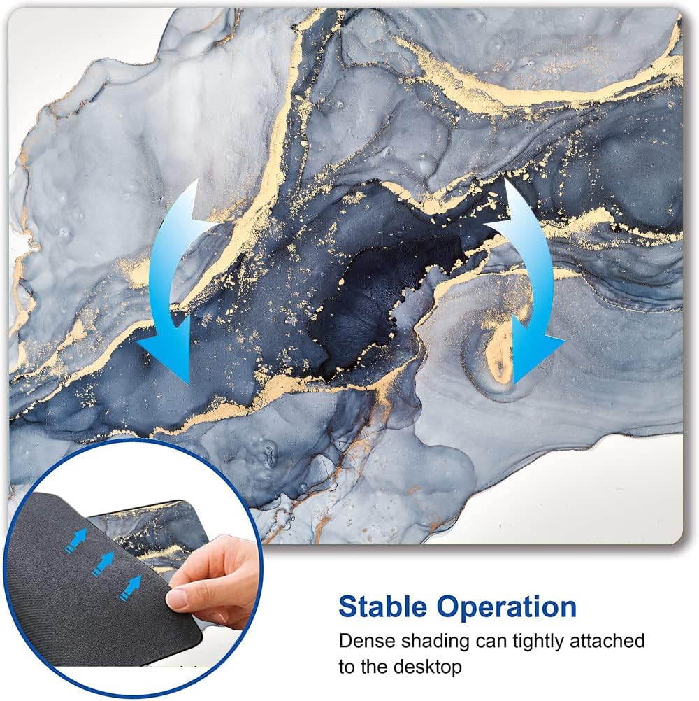Marble Mouse Pad - Square Waterproof Non-Slip Rubber Base for Office Laptop, 9.5"x7.9"x0.12" Inch (Gilt Marble)